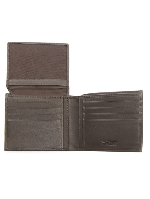 STRIPE Leather wallet with flap dark brown - Men&rsquo;s Wallets