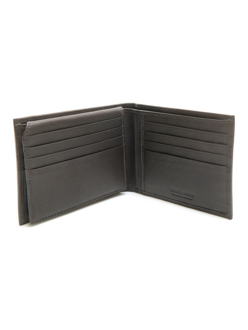 STRIPE Leather wallet with flap dark brown - Men&rsquo;s Wallets