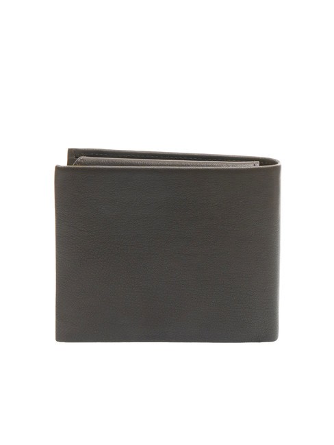 STRIPE Leather wallet with flap dark brown - Men&rsquo;s Wallets