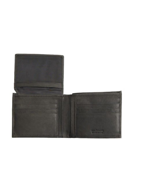 STRIPE Leather wallet with flap black - Men’s Wallets