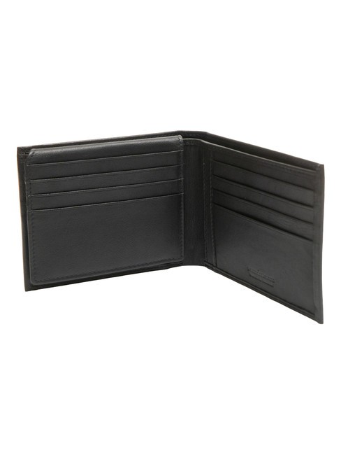 STRIPE Leather wallet with flap black - Men’s Wallets