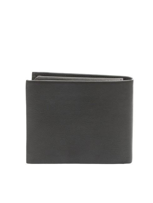 STRIPE Leather wallet with flap black - Men’s Wallets