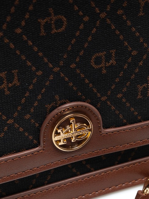 FRIDA Jacquard fabric briefcase bag chocolate - Women’s Bags