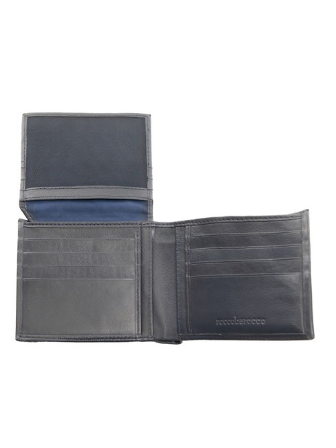 ROUND Leather wallet with flap blue - Men&rsquo;s Wallets