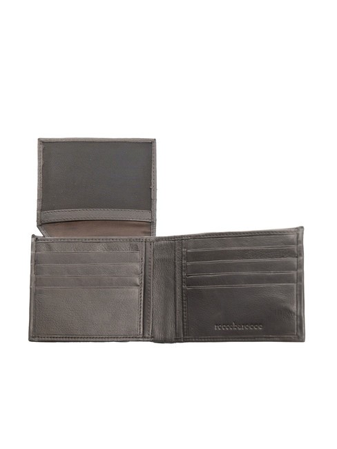 ROUND Leather wallet with flap dark brown - Men’s Wallets