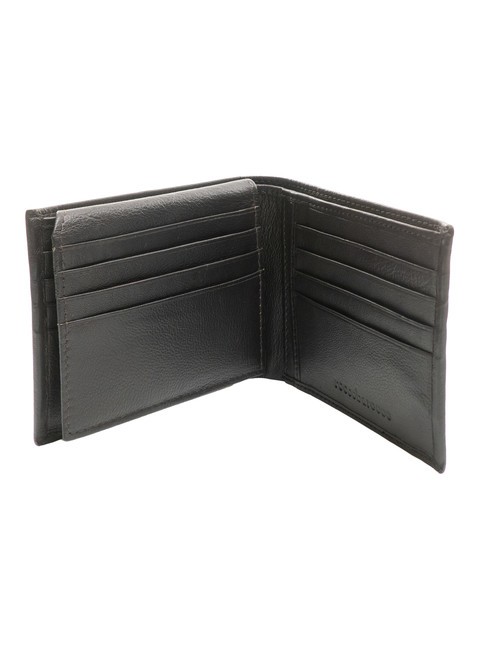 ROUND Leather wallet with flap dark brown - Men’s Wallets