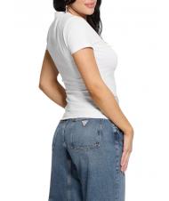 GUESS SS CN SHINY TRIANGLE  Cotton T-Shirt purwhite - T-shirt - 2