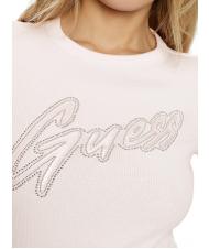 GUESS SS CN RIB LOGO Short-sleeved T-shirt low key pink - T-shirt - 3