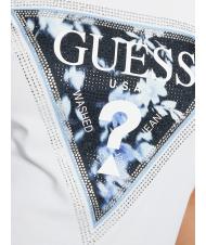 GUESS SS CN TRIANGLE FLOWER Cotton T-Shirt purwhite - T-shirt - 3