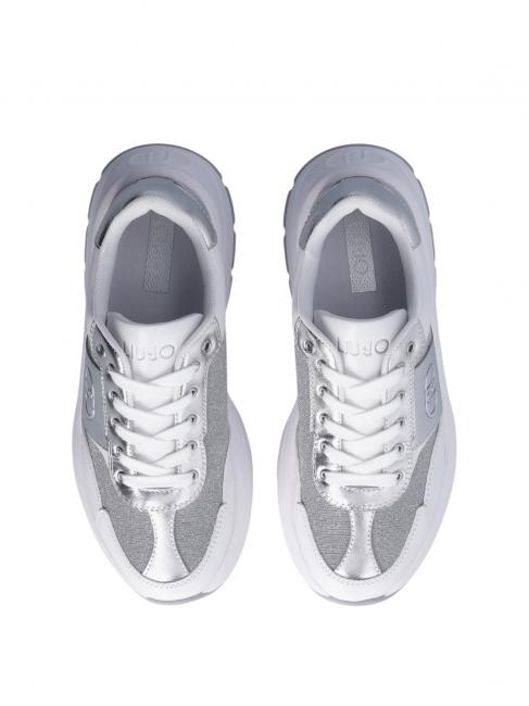 EVA 02 Leather and lurex sneakers white/silver - Women&rsquo;s shoes