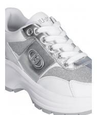 LIUJO EVA 02 Leather and lurex sneakers white/silver - Women&rsquo;s shoes - 4