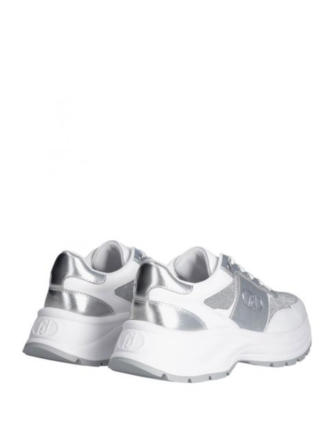 EVA 02 Leather and lurex sneakers white/silver - Women&rsquo;s shoes