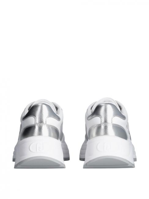 EVA 02 Leather and lurex sneakers white/silver - Women&rsquo;s shoes
