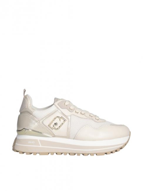 MAXI WONDER 01 Platform sneakers in leather and mesh ivory - Women’s shoes