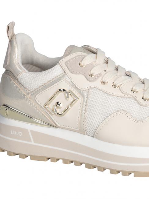 MAXI WONDER 01 Platform sneakers in leather and mesh ivory - Women’s shoes