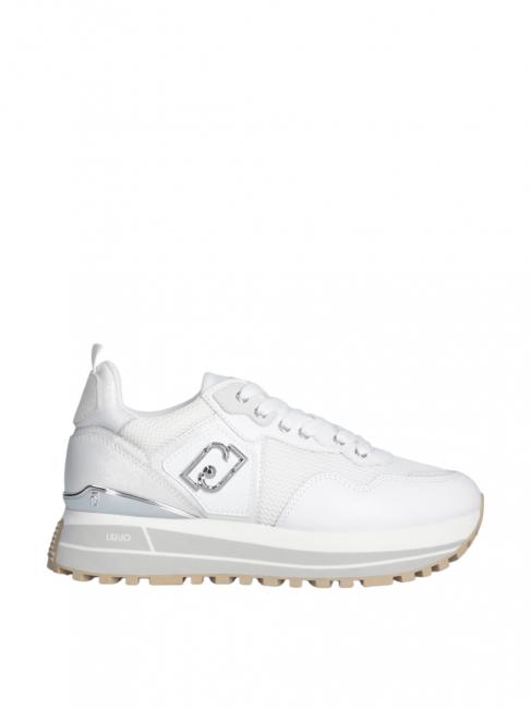 MAXI WONDER 01 Platform sneakers in leather and mesh white - Women&rsquo;s shoes