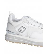LIUJO MAXI WONDER 01 Platform sneakers in leather and mesh white - Women&rsquo;s shoes - 5