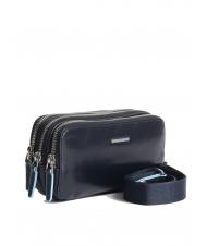 PIQUADRO BLUE SQUARE Mini leather bag 3 zips - Tablet holder& Organizer