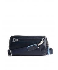 PIQUADRO BLUE SQUARE Mini leather bag 3 zips blue - Tablet holder& Organizer - 4