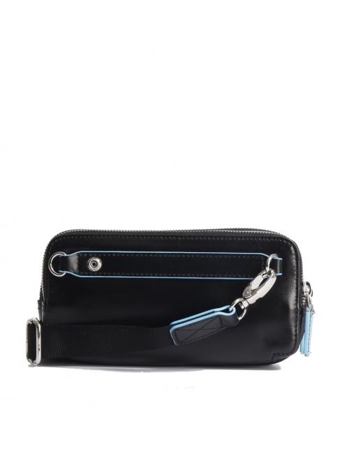 BLUE SQUARE Mini leather bag 3 zips Black - Tablet holder& Organizer