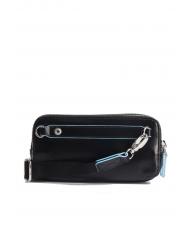PIQUADRO BLUE SQUARE Mini leather bag 3 zips Black - Tablet holder& Organizer - 4