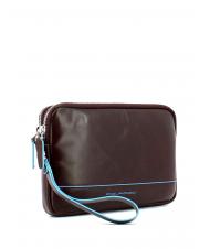 PIQUADRO BLUE SQUARE Leather clutch with cuff MAHOGANY - Over-the-shoulder Bags for Men - 2
