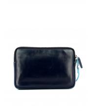 PIQUADRO BLUE SQUARE Leather clutch with cuff blue - Over-the-shoulder Bags for Men - 3