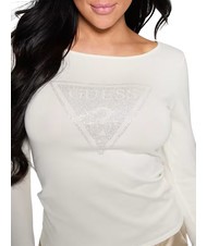 GUESS LS TRIANGLE  Logo T-shirt dovwhi - Women's Sweaters - 2