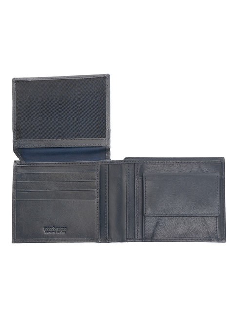 PLAIN Leather wallet with flap and coin purse blue - Men’s Wallets