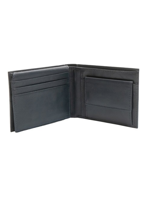 PLAIN Leather wallet with flap and coin purse blue - Men’s Wallets