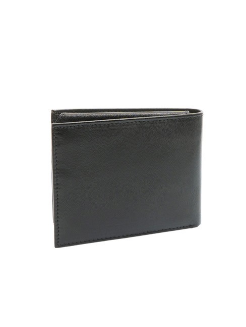 PLAIN Leather wallet with flap black - Men’s Wallets