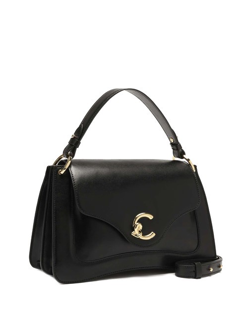 C-ME CALF COCKER Leather briefcase bag with shoulder strap Black - Women&rsquo;s Bags