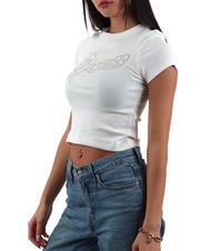 GUESS SS CN RIB LOGO Short-sleeved T-shirt purwhite - T-shirt - 2