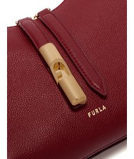 FURLA GOCCIA Hammered leather shoulder bag CHERRY d - Women’s Bags - 3