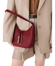 FURLA GOCCIA Hammered leather shoulder bag CHERRY d - Women’s Bags - 7