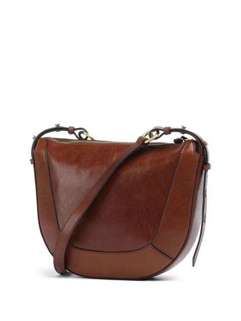 FEDORA Leather shoulder bag with flap BROWN - Women&rsquo;s Bags