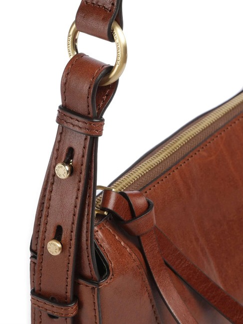 FEDORA Leather shoulder bag with flap BROWN - Women&rsquo;s Bags