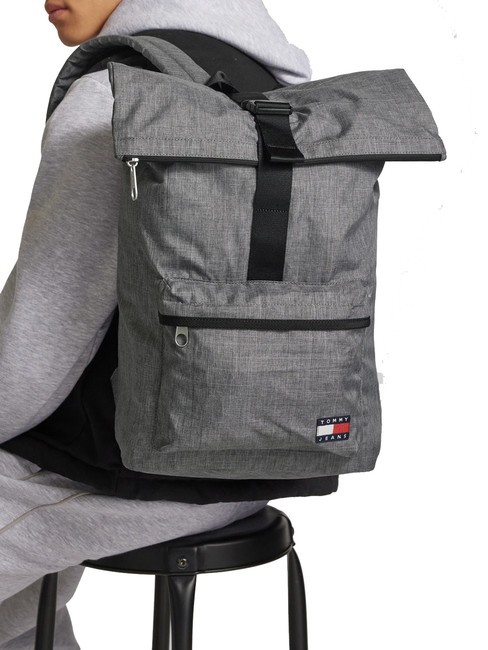 TOMMY JEANS ESSENTIAL DAILY  Roll top backpack zinc grey - Laptop backpacks
