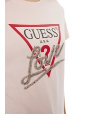 GUESS SS CN TRIANGLE LOVE Cotton T-Shirt low key pink - T-shirt - 3