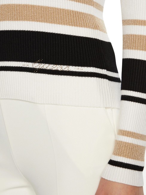 EVIE STRIPED  Striped shirt white black gold str - Women's Sweaters