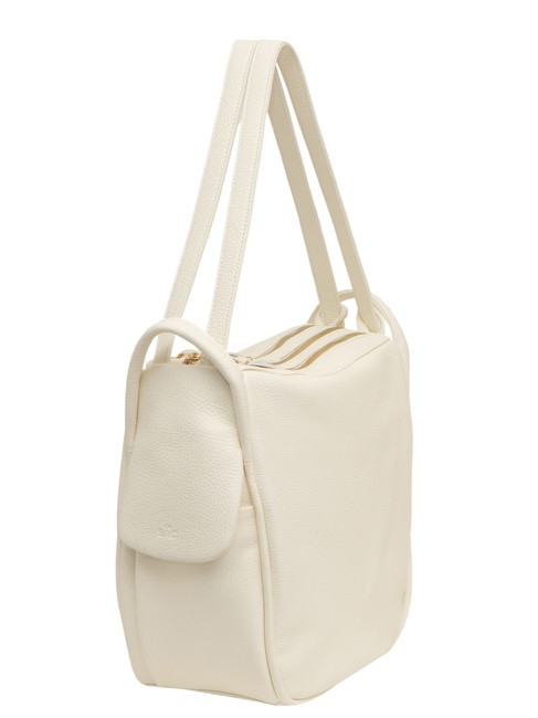 TRIO  Hammered leather satchel backpack white - Women’s Bags