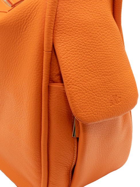 TRIO  Hammered leather satchel backpack orange - Women’s Bags