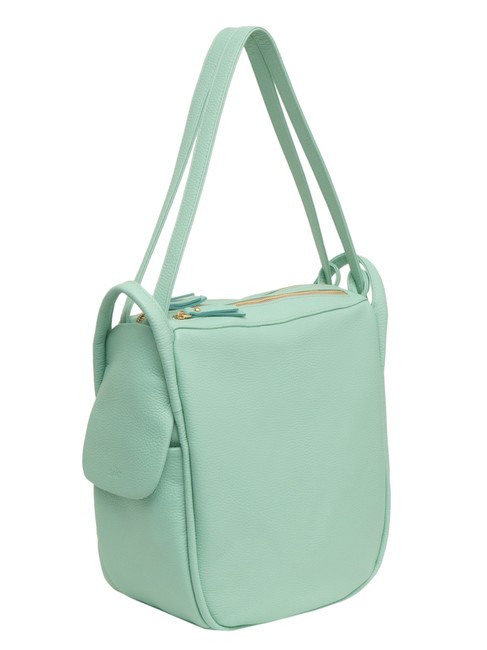 TRIO  Hammered leather satchel backpack light aqua green - Women’s Bags