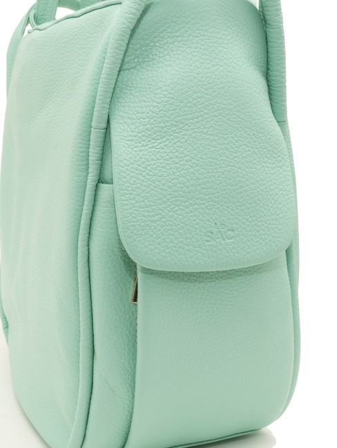 TRIO  Hammered leather satchel backpack light aqua green - Women’s Bags