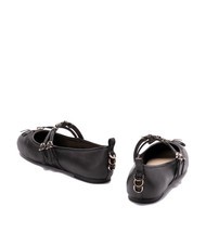 PINKO GIOIA Leather ballerinas with two straps black limousine - Women’s shoes - 3