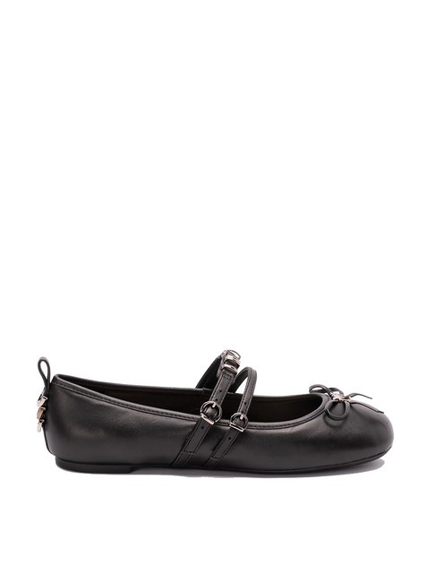 GIOIA Leather ballerinas with two straps black limousine - Women’s shoes