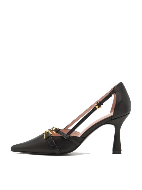 FERNANDA Leather décolleté with straps Black - Women’s shoes
