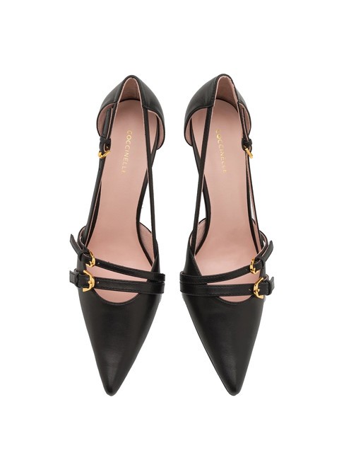 FERNANDA Leather décolleté with straps Black - Women’s shoes