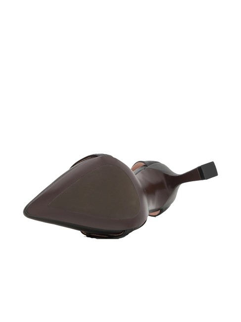 FERNANDA Leather décolleté with straps Black - Women’s shoes