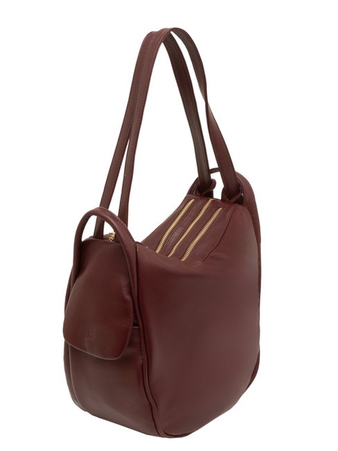TRIO Nappa leather satchel backpack dark burgundy - Women’s Bags